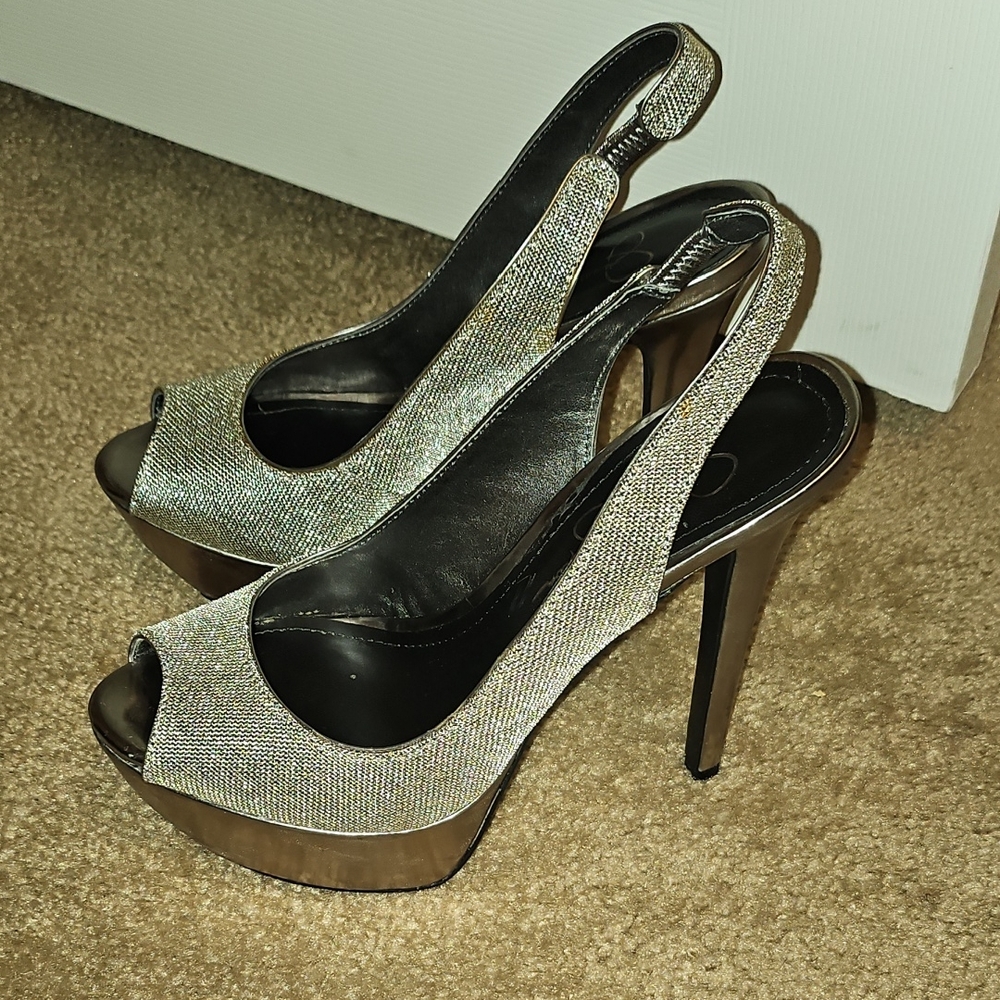Jessica Simpson Silver Slingback Heels
